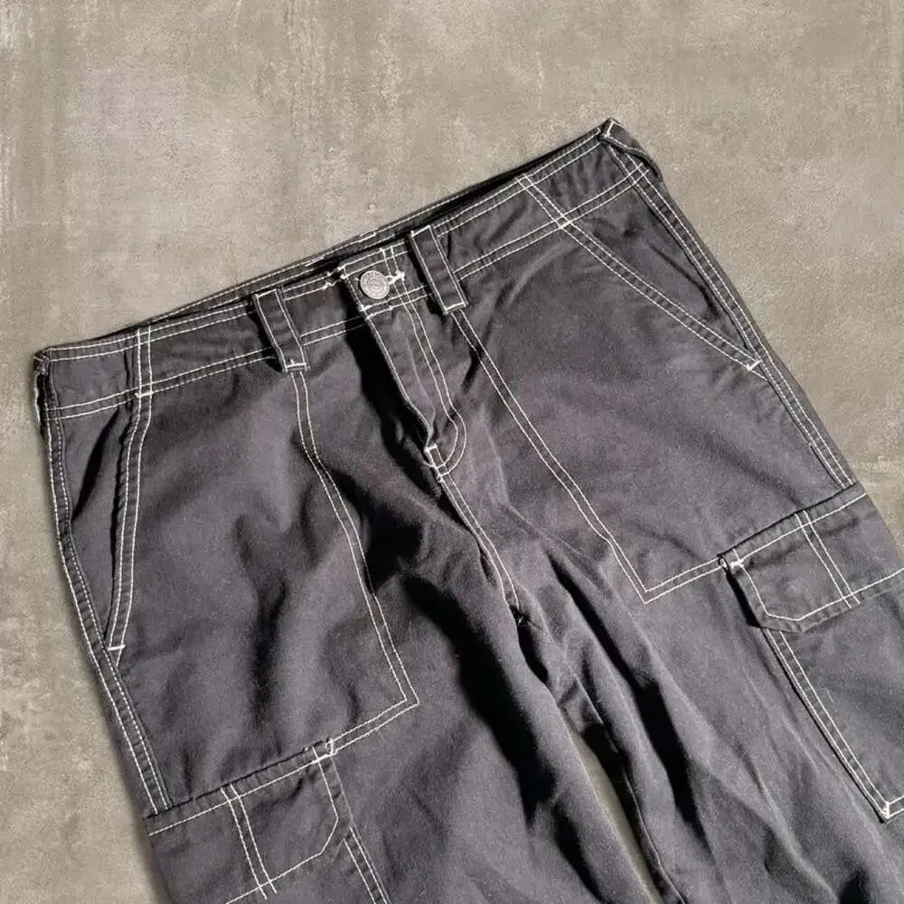 True Religion Black Contrast Stitch Cargo Pants